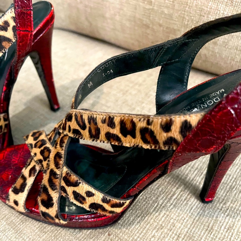 Ladies size 8 couture red with cheetah sexy heels